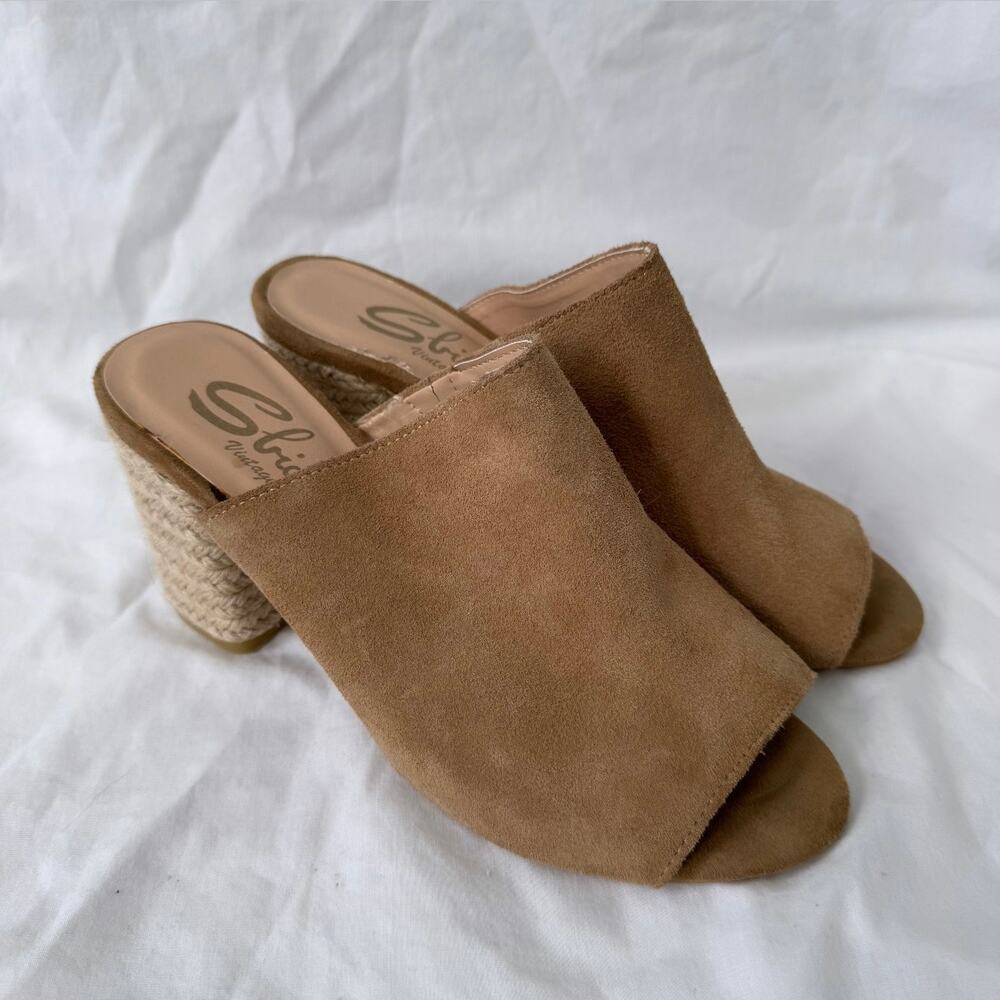 Sbicca Brown Slip On Clog Chunky Wedge Heels Size 9